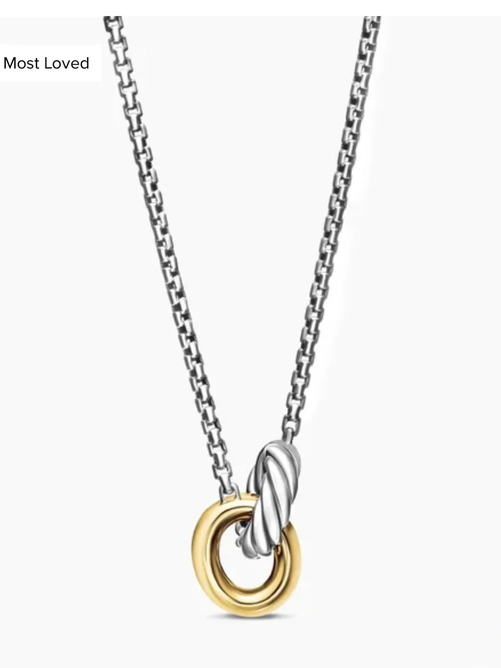 David Yurman Two-Tone Interlocking Circle Necklace in Silver and Gold - Picture 1 of 6